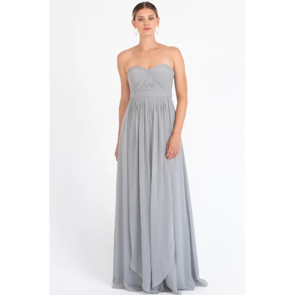 Jenny Yoo Gray Aidan Convertible Maxi Dress Women's Size 8
